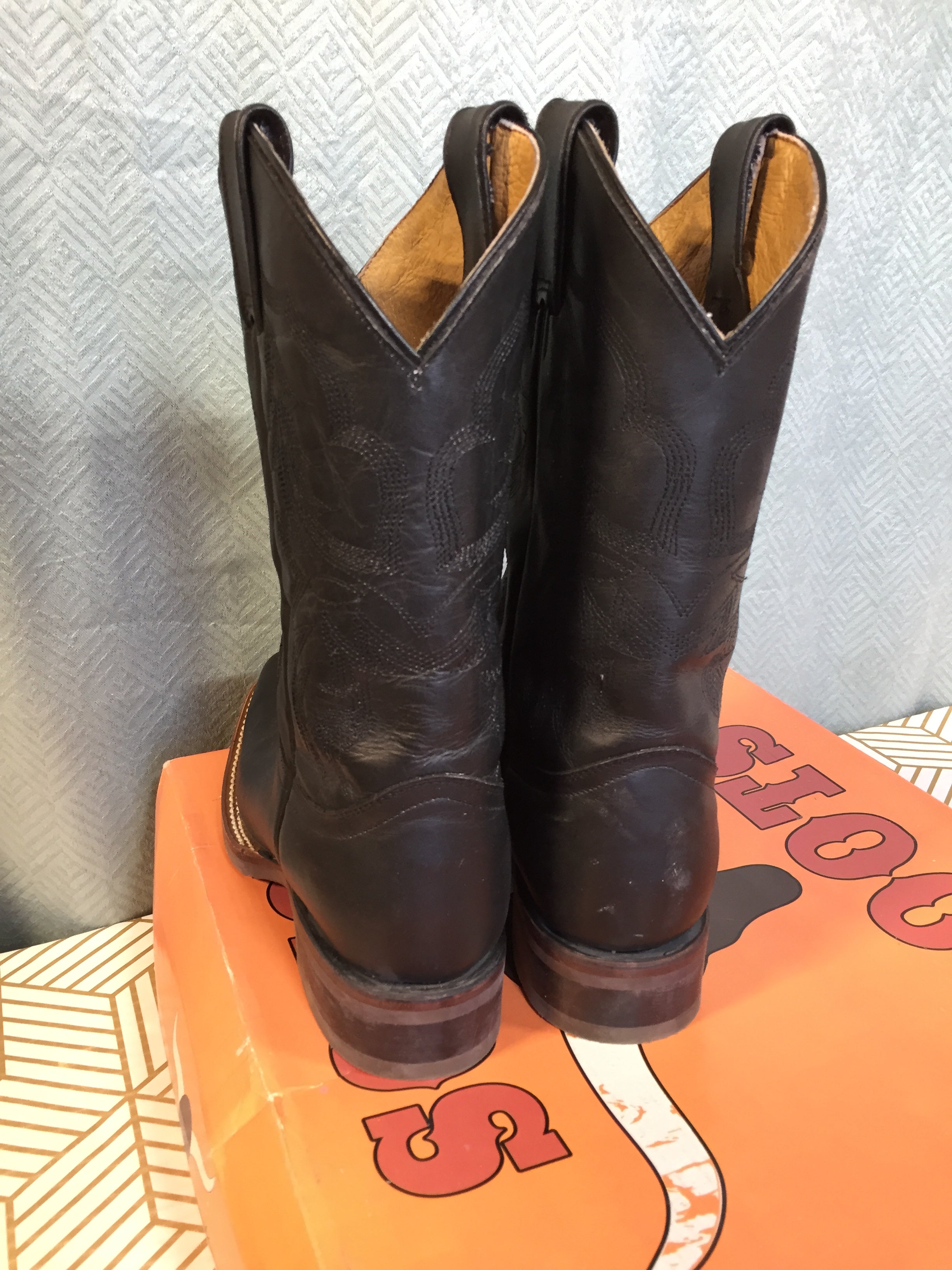 Soto Boots Men's Square Toe Cowboy Boots Black H4002 - US 7.5 (7776188399854)